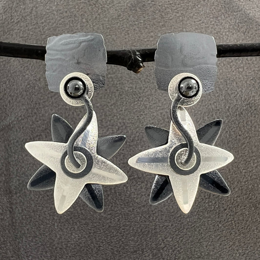 Posted Oxidized Silver Star earrings