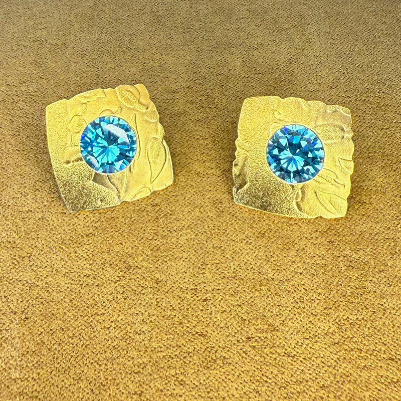 Vermeil Square Sparkle Concert Earrings