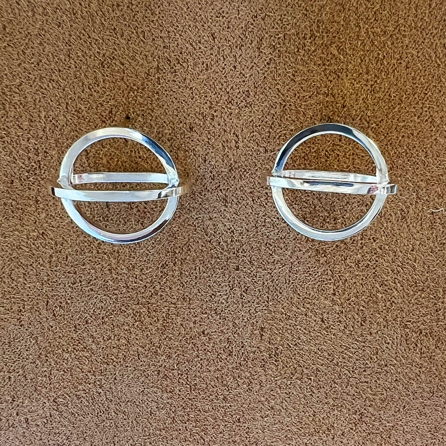 Silver Atom earrings