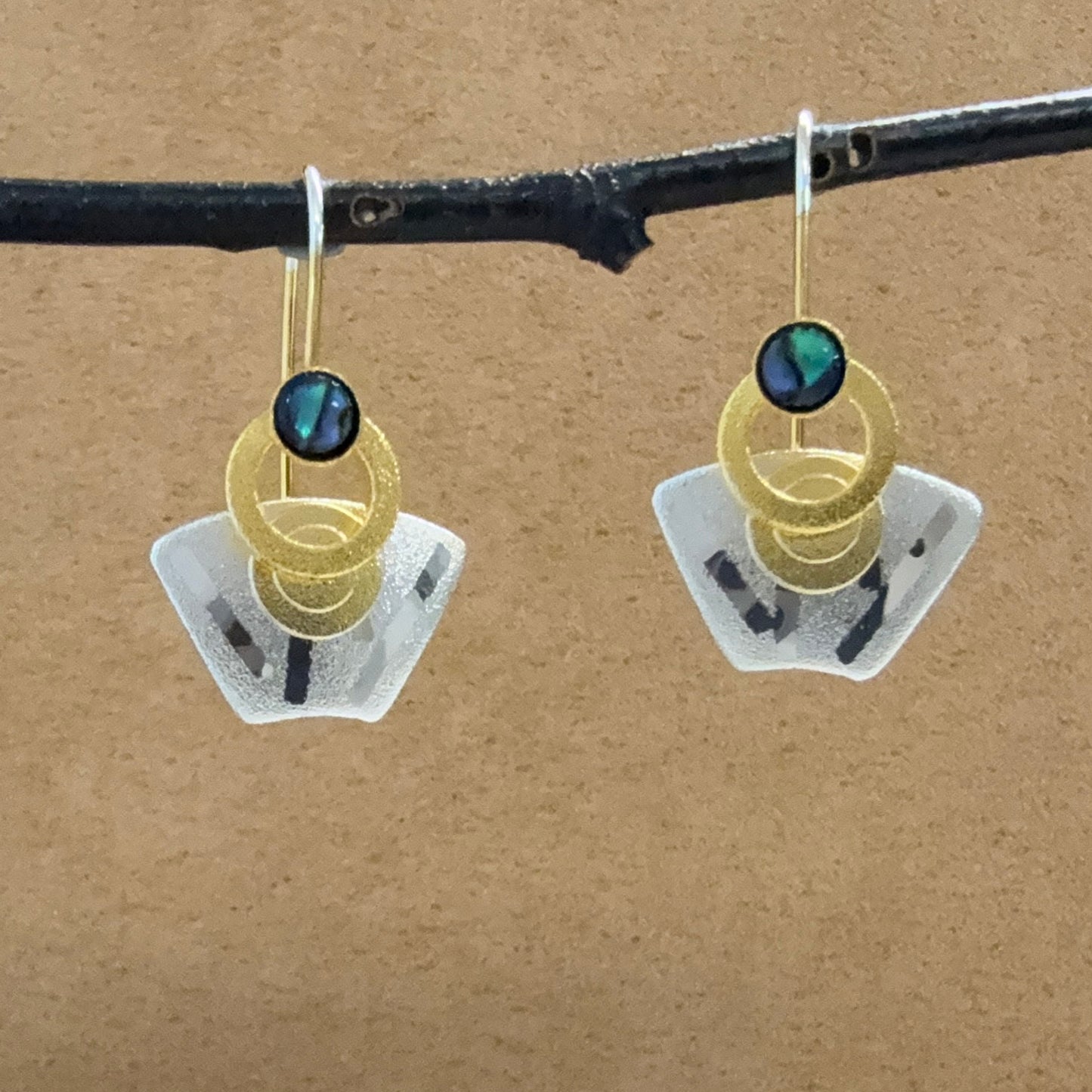 French Loop Sterling earrings with Paua Shell