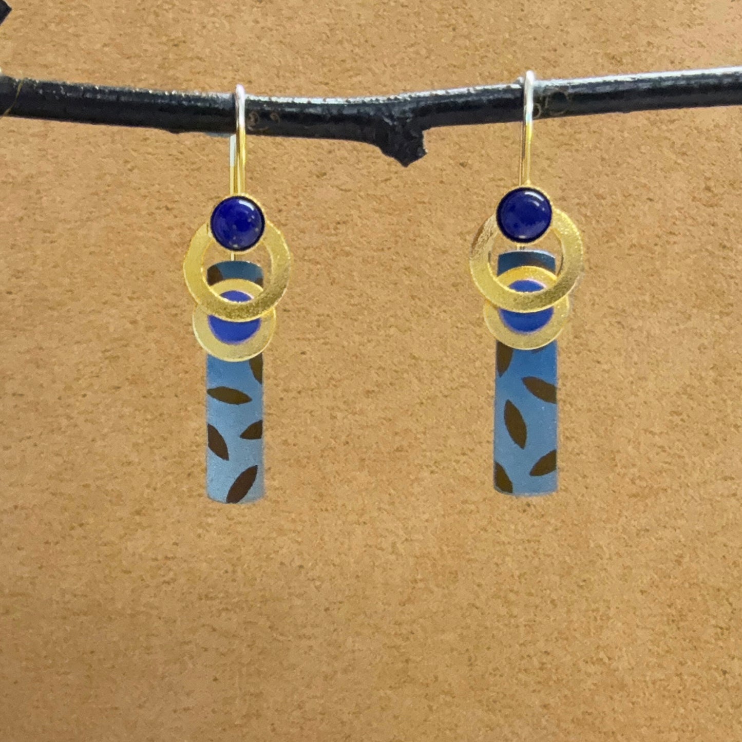 Niobium French Loop Earrings with Lapis Lazuli