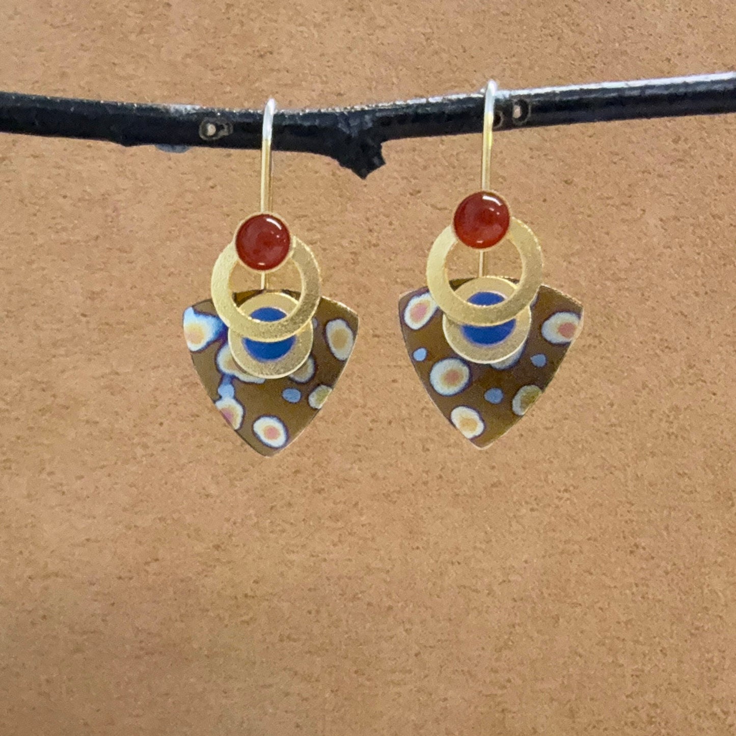 Niobium French Loop earrings with Carnelians