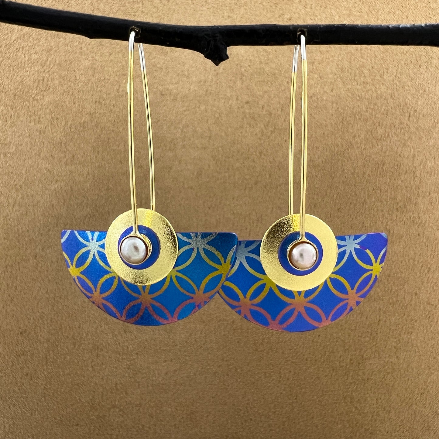 Large Niobium Half-Round Earrings