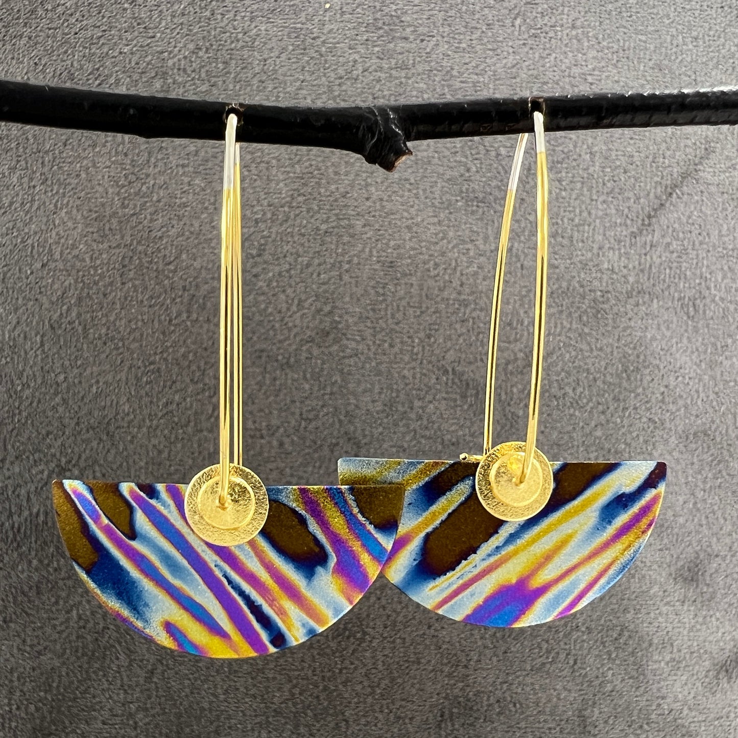Large Niobium Half-Round Earrings