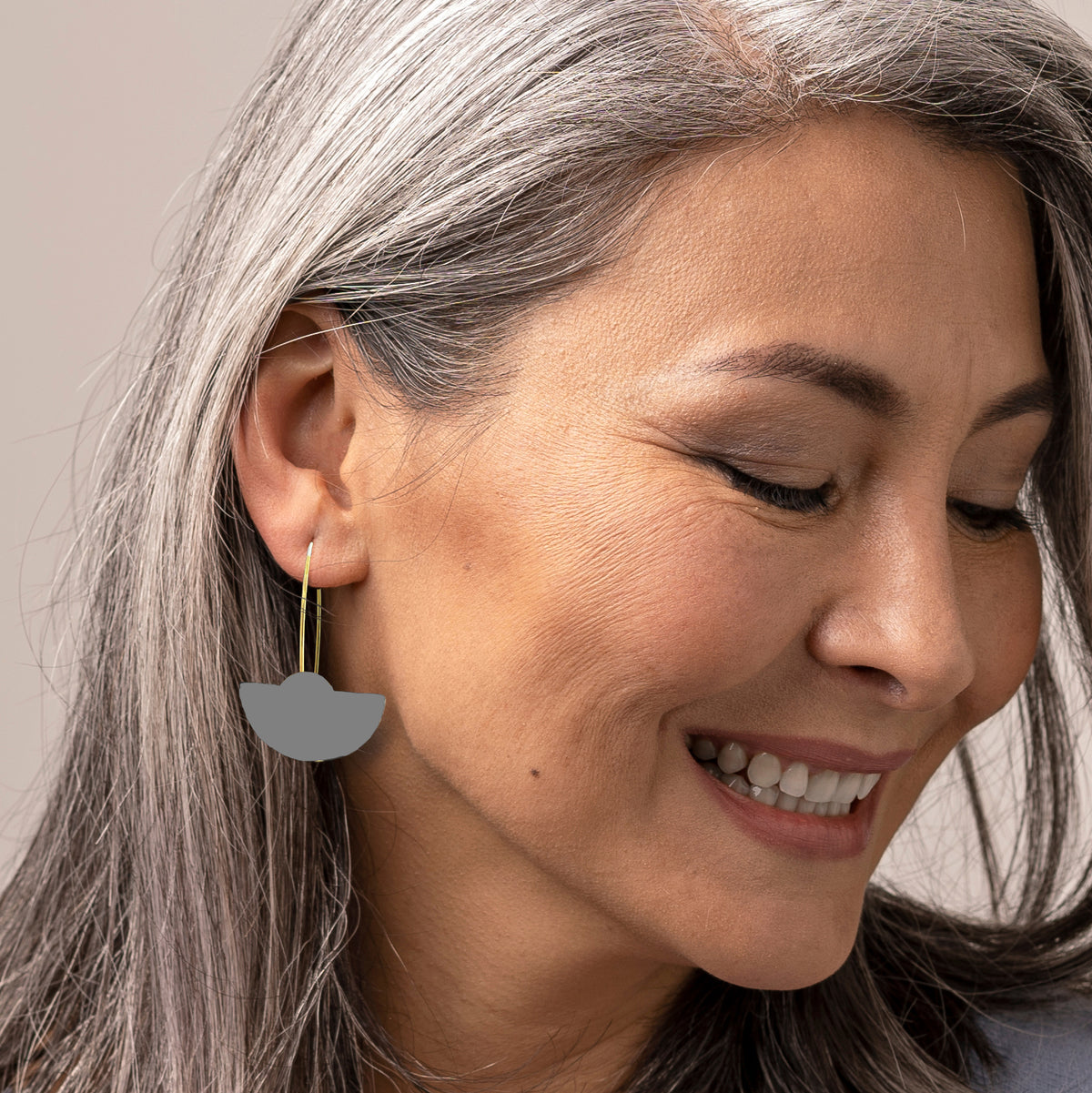 Large Gold Plated Half-Round earrings with Pearls