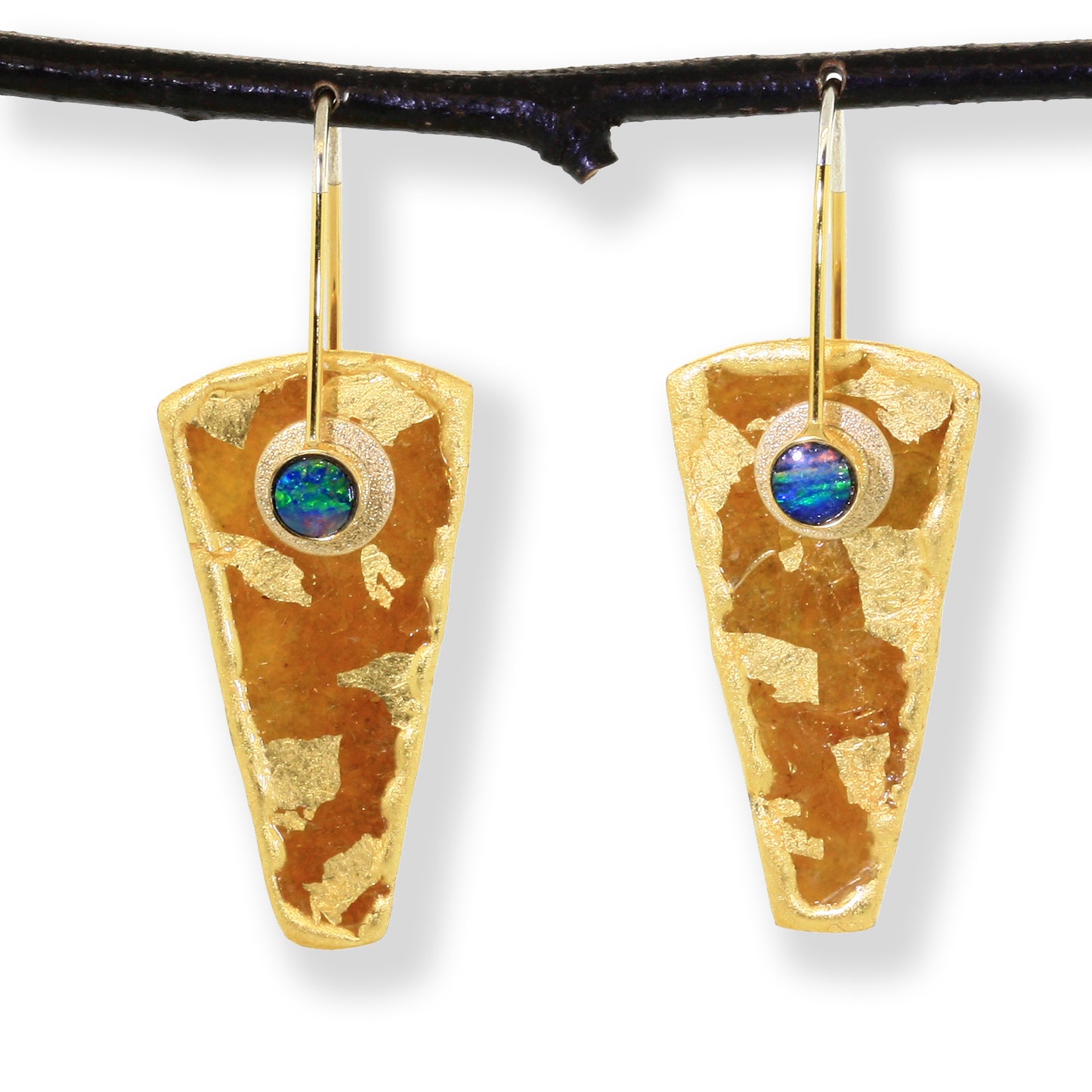 Mica Wedge Earrings with Opals