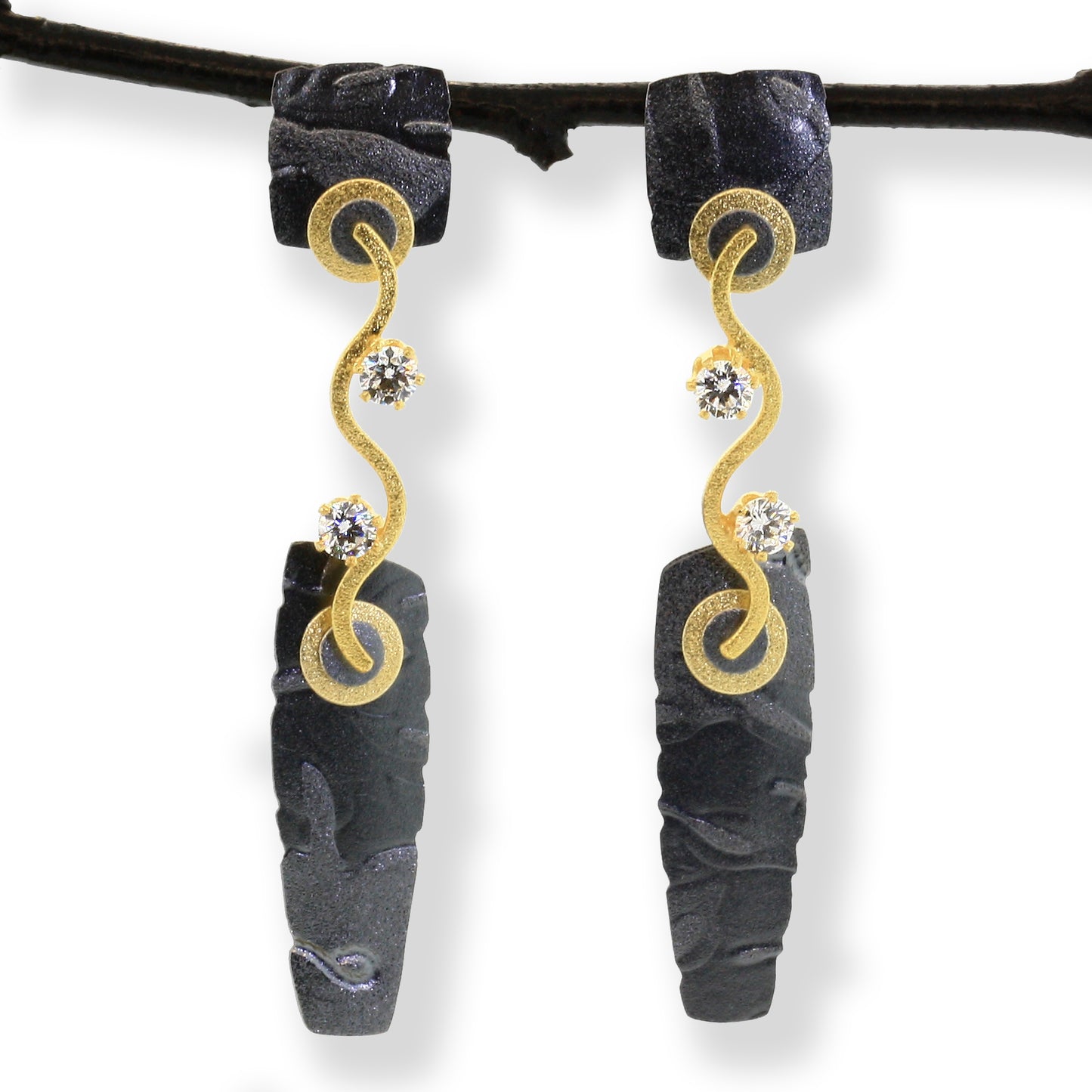 Oxidized Sterling Posted Wave Earrings--3 Sizes