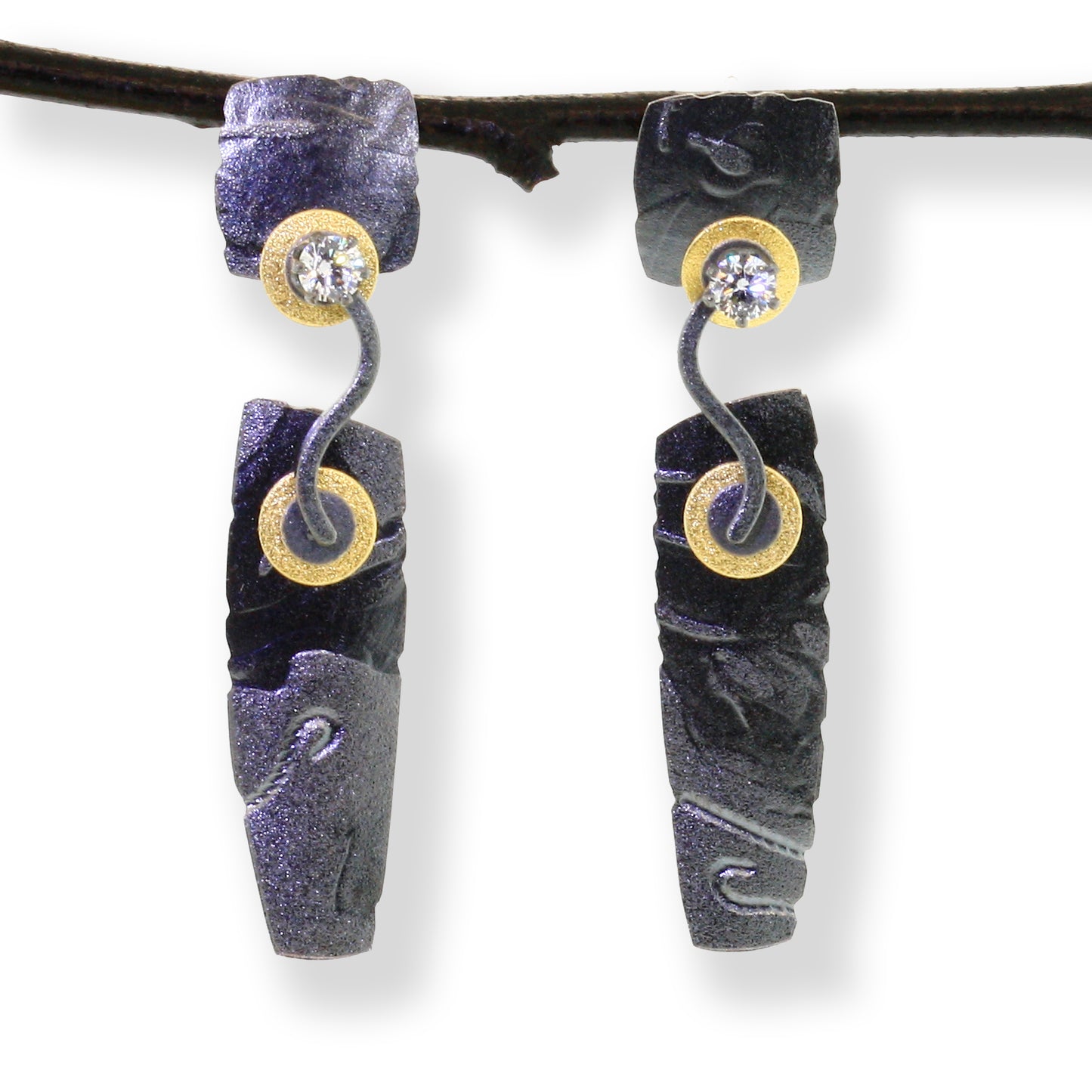 Oxidized Sterling Posted Wave Earrings--3 Sizes
