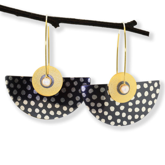 Extra-Large Batik Half-Round Earrings