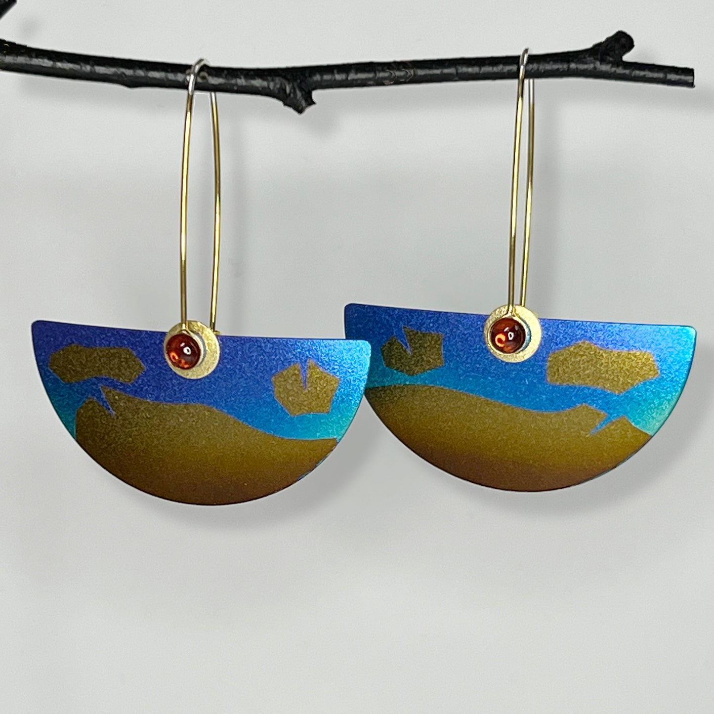 Extra-Large Niobium Half-Round Earrings