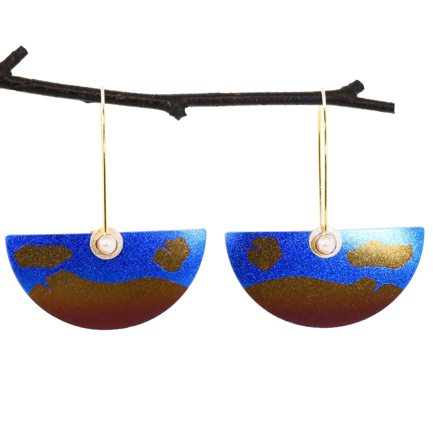 Extra-Large Niobium Half-Round Earrings