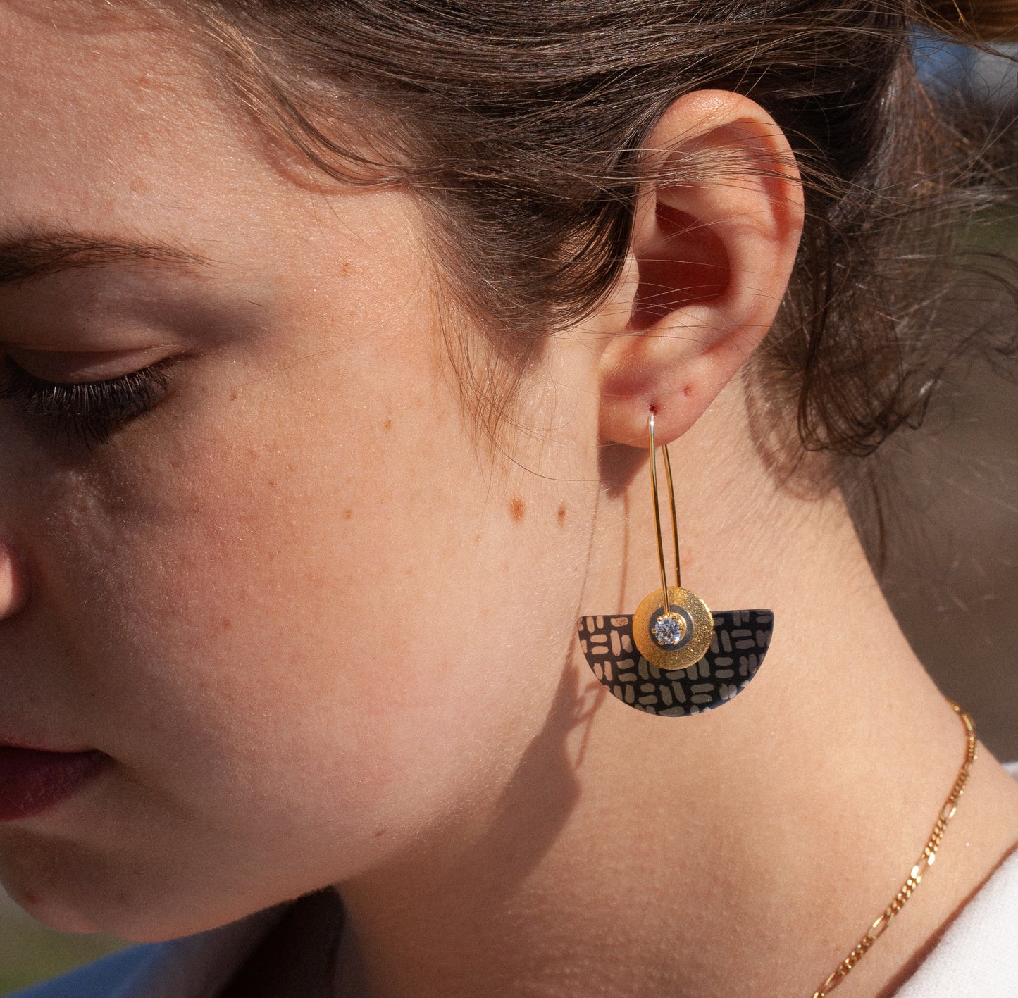 Large Niobium Half-Round Earrings