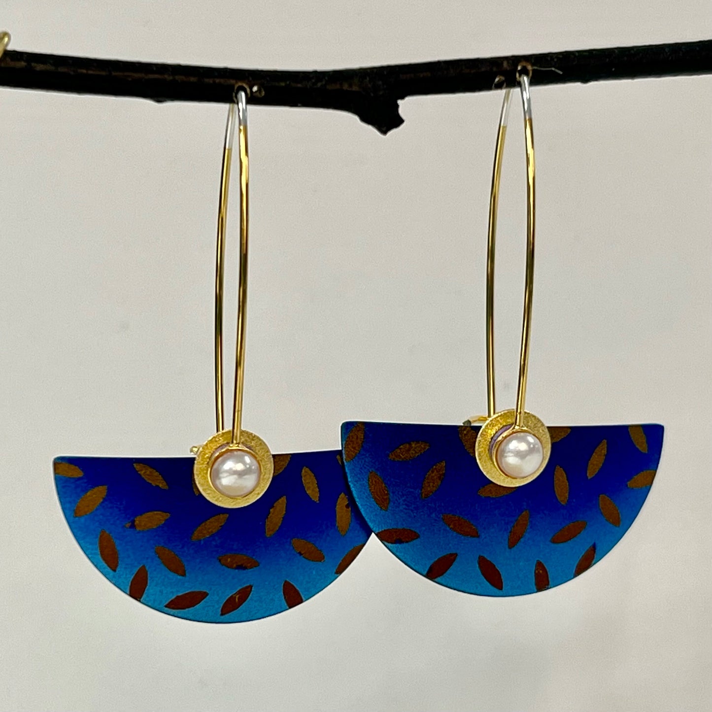 Large Niobium Half-Round Earrings