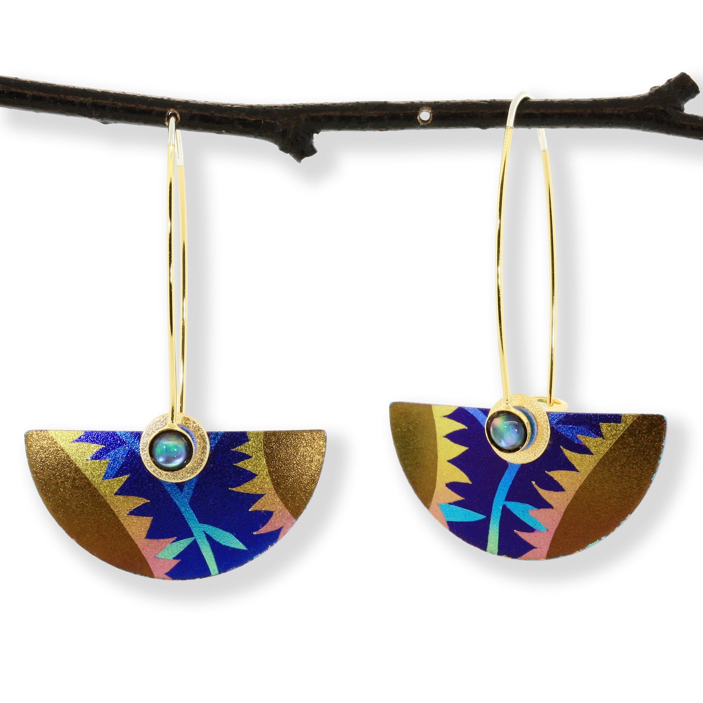 Large Niobium Half-Round Earrings