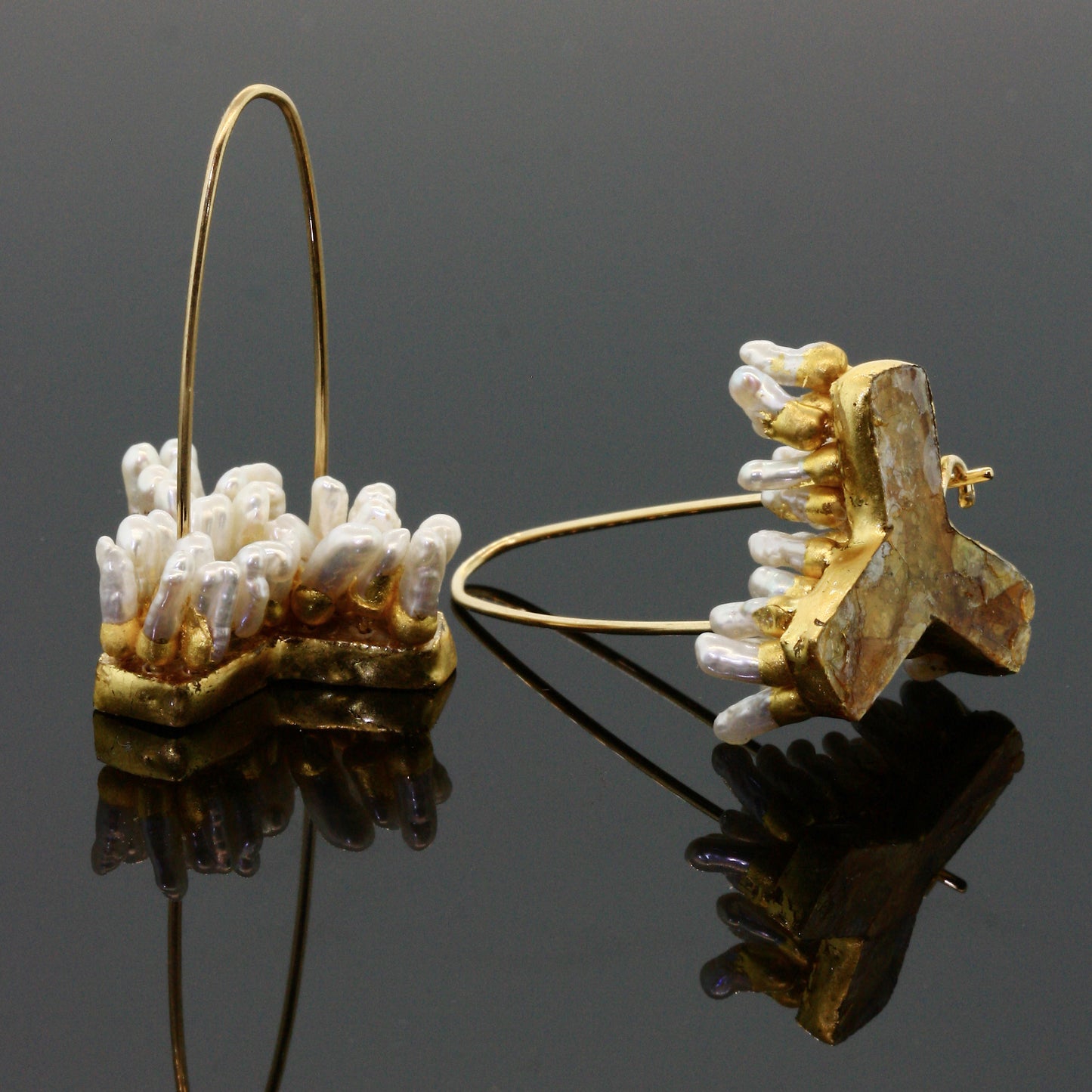 Mica and Pearl Thistle Earrings