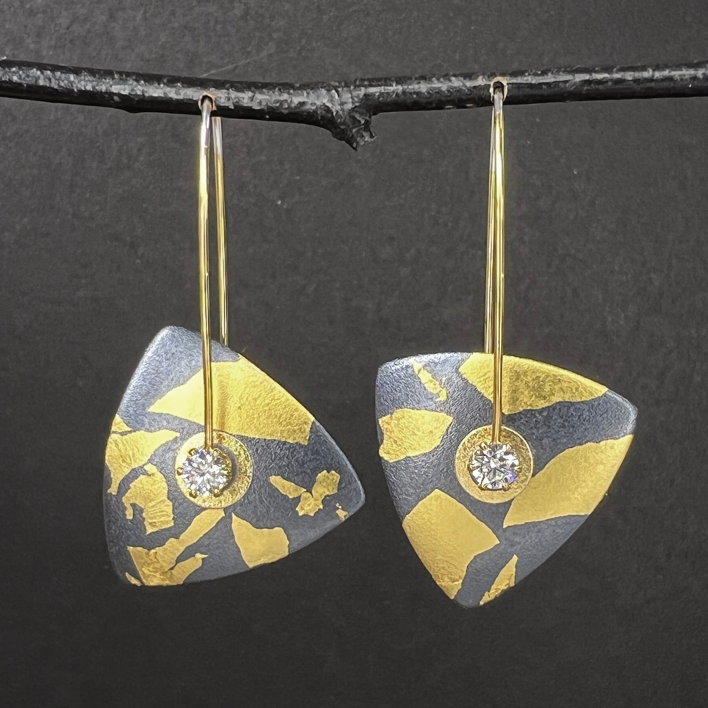 Oxidized Sterling and Goldleaf Earrings-4 Variations