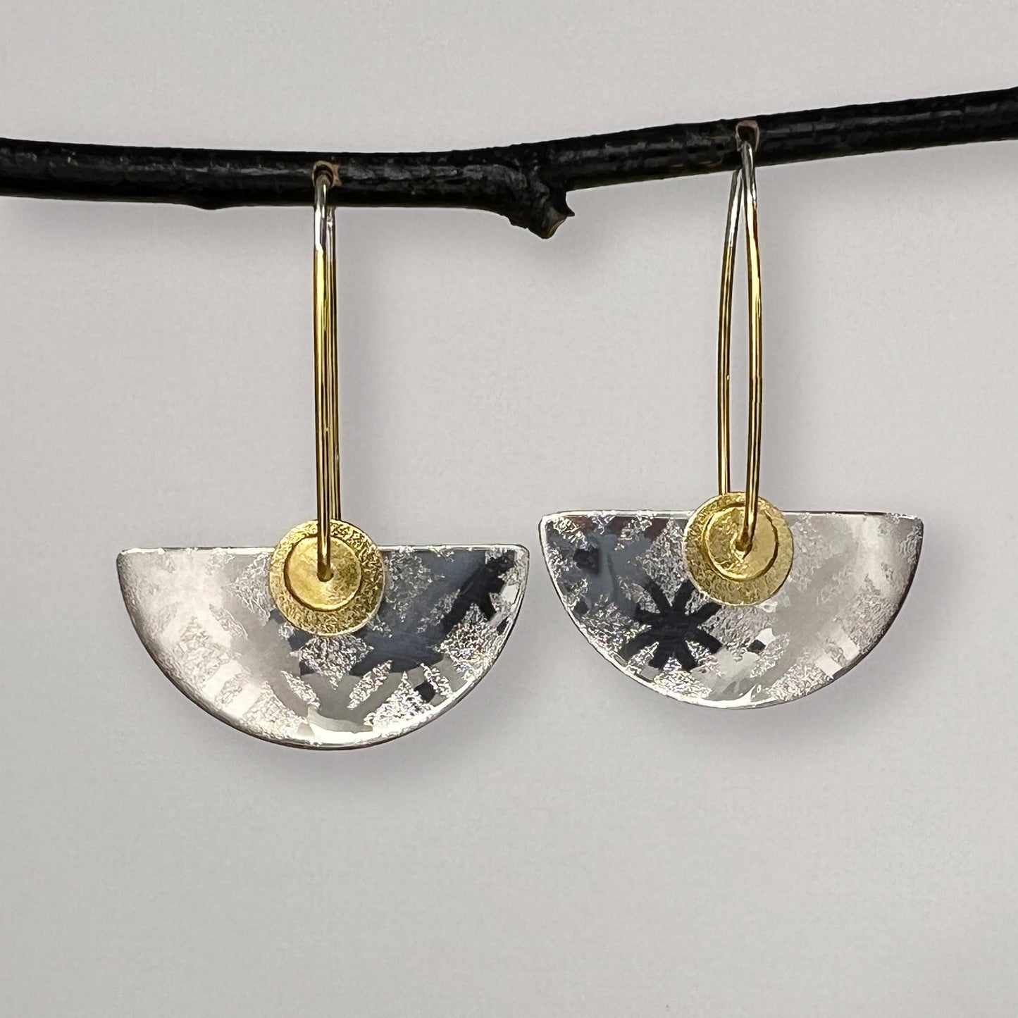 Small Silver Lace Half-Round Earrings--3 Variations