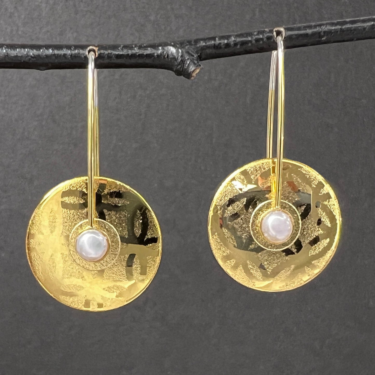 Medium Vermeil Lace Circle Earrings