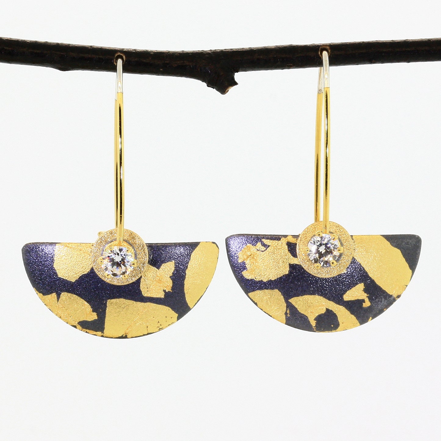 Oxidized Sterling and Goldleaf Earrings-4 Variations