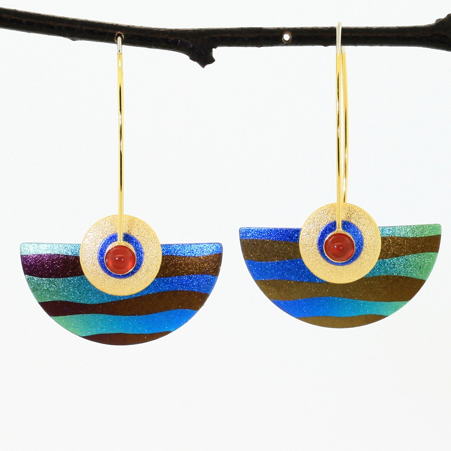 Large Niobium Half-Round Earrings