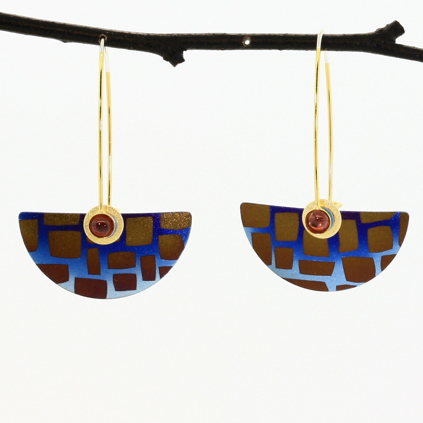 Large Niobium Half-Round Earrings