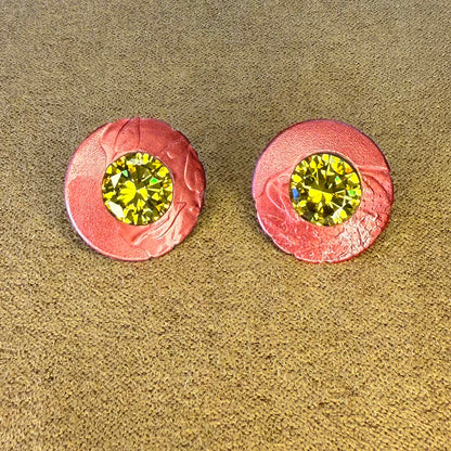Hiirodo Concert Earrings with Golden Cubic Zirconia