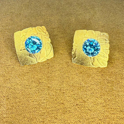 Vermeil Square Sparkle Concert Earrings