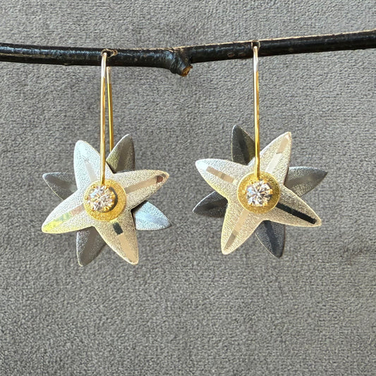 Starburst Earrings-Small Silver / Oxidized Silver / Cubic Zirconia