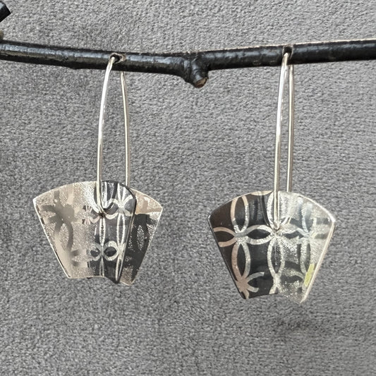 Large Batik Lace "Doubles" trapezoid earrings