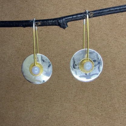 Small Circle Sterling earrings with Pearls