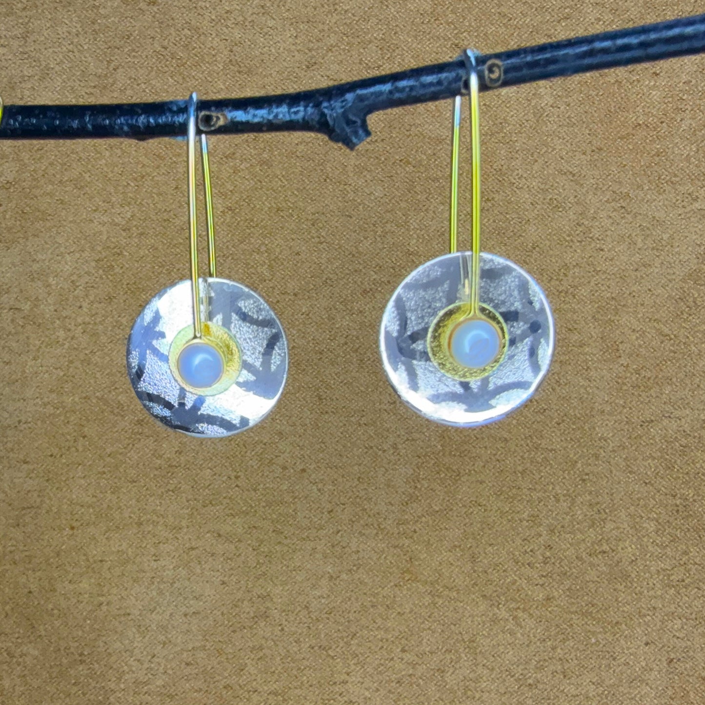 Small Circle Sterling earrings with Pearls