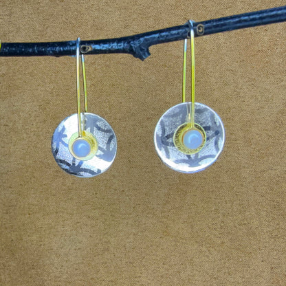 Small Circle Sterling earrings with Pearls