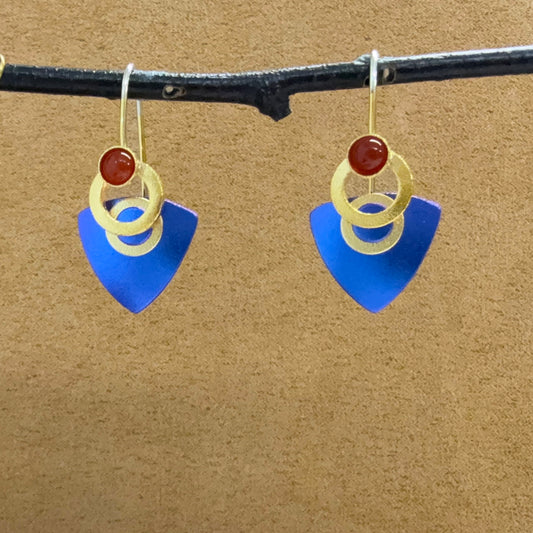 Niobium French Loop earrings with Carnelians