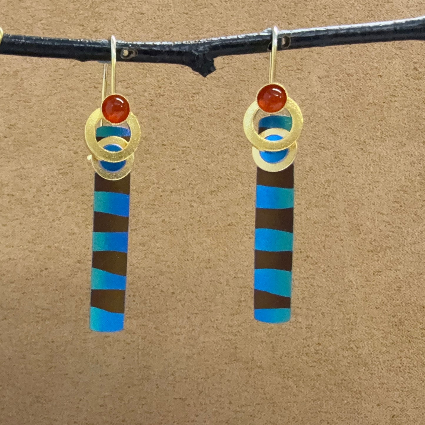 French Loop Niobium earrings with Carnelians