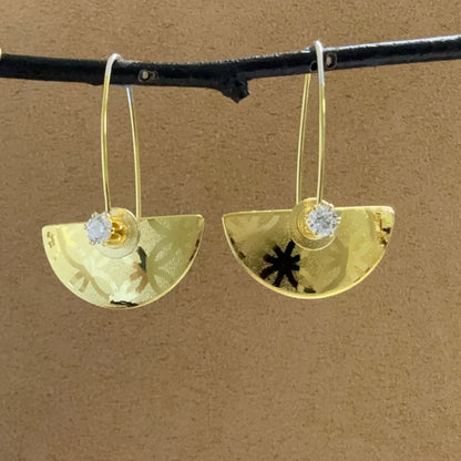 Small Vermeil Half-Round earrings with Cubic Zirconia