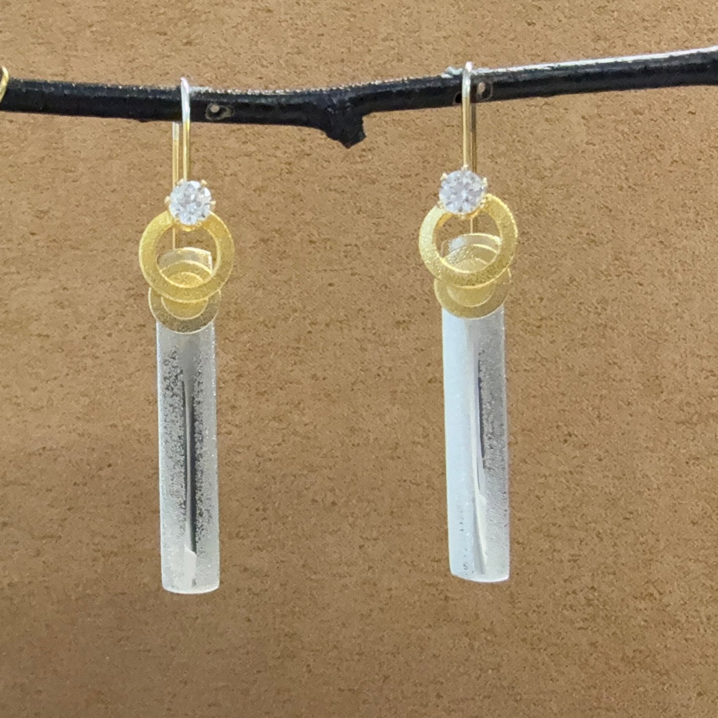 French Loop Sterling earrings with Cubic Zirconia