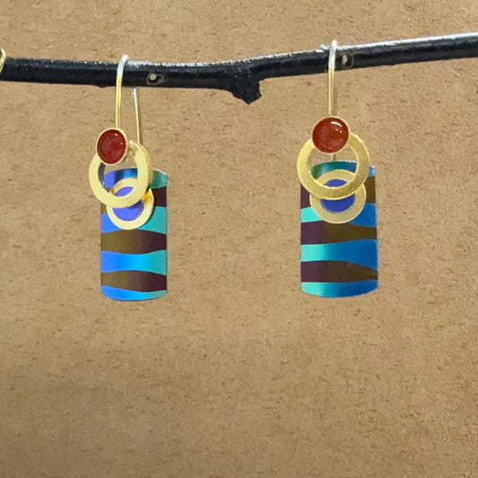Niobium French Loop Earrings with Carnelians