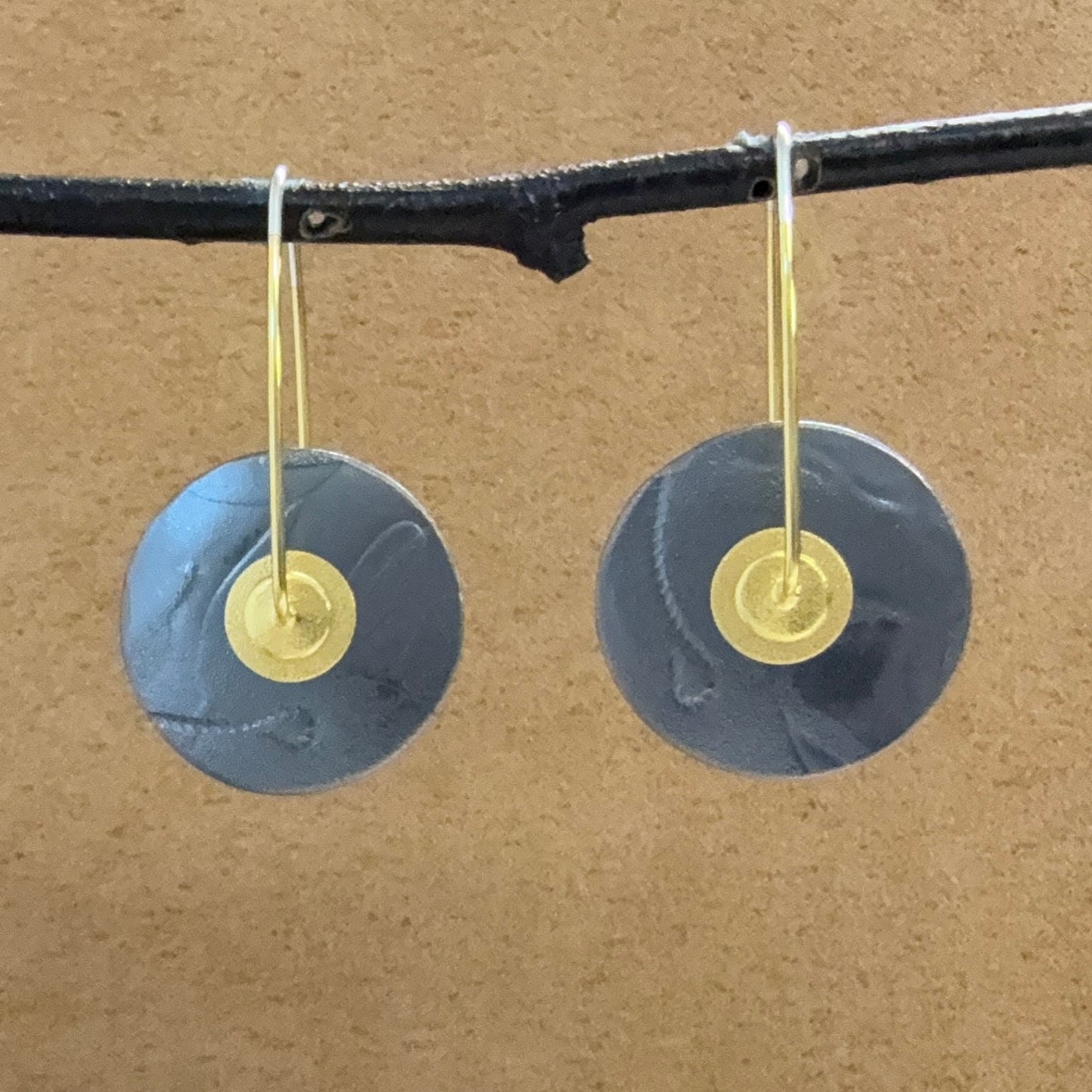 Medium Oxidized Sterling Circle earrings