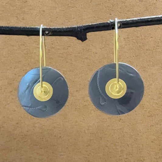 Medium Oxidized Sterling Circle earrings