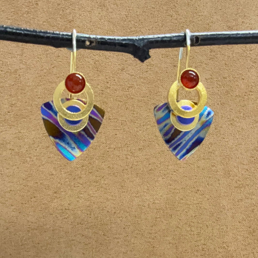 Niobium French Loop earrings with Carnelian Cabochons