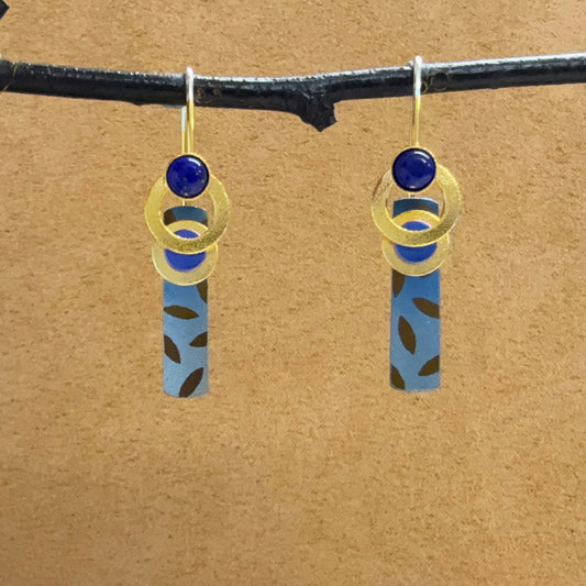 Niobium French Loop Earrings with Lapis Lazuli