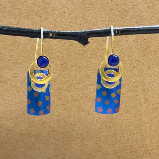 Niobium French Loop Earrings with Lapis Lazuli