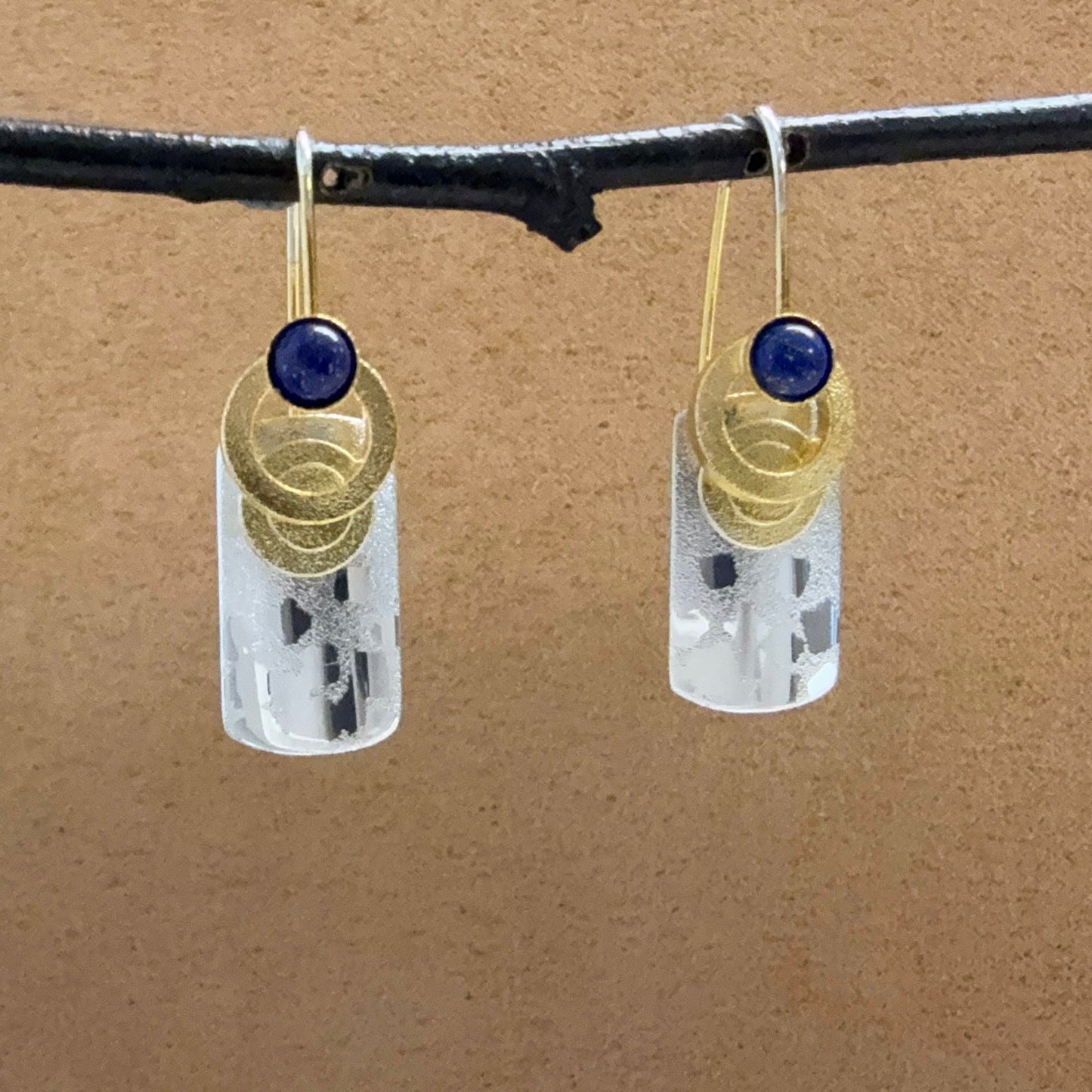 Sterling French Loop Earrings with Lapis Lazuli
