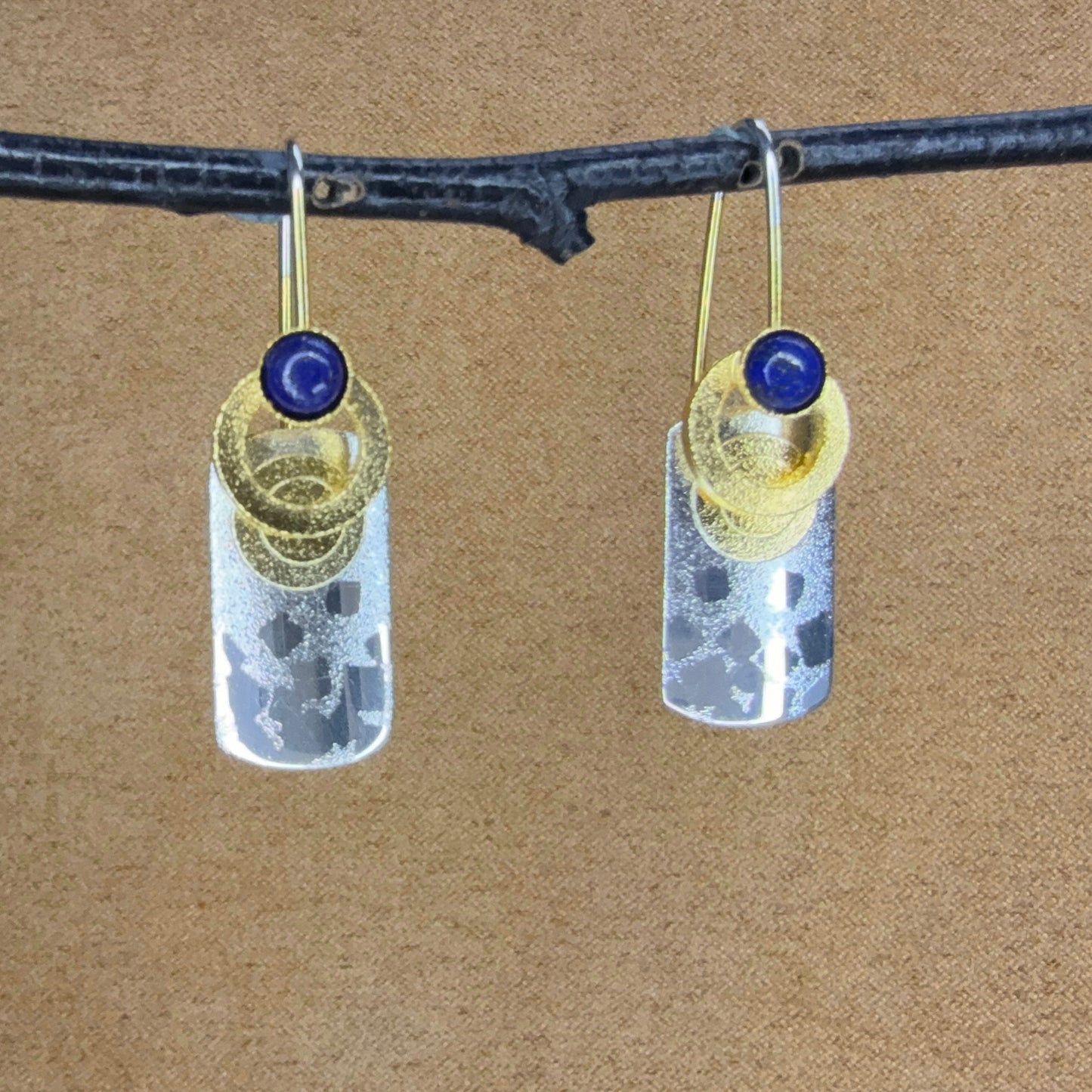 Sterling French Loop Earrings with Lapis Lazuli