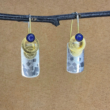 Sterling French Loop Earrings with Lapis Lazuli