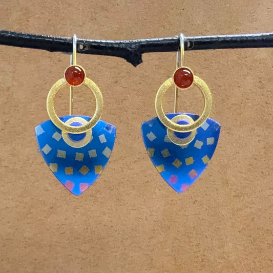 Small Niobium French Loop earrings with Carnelians