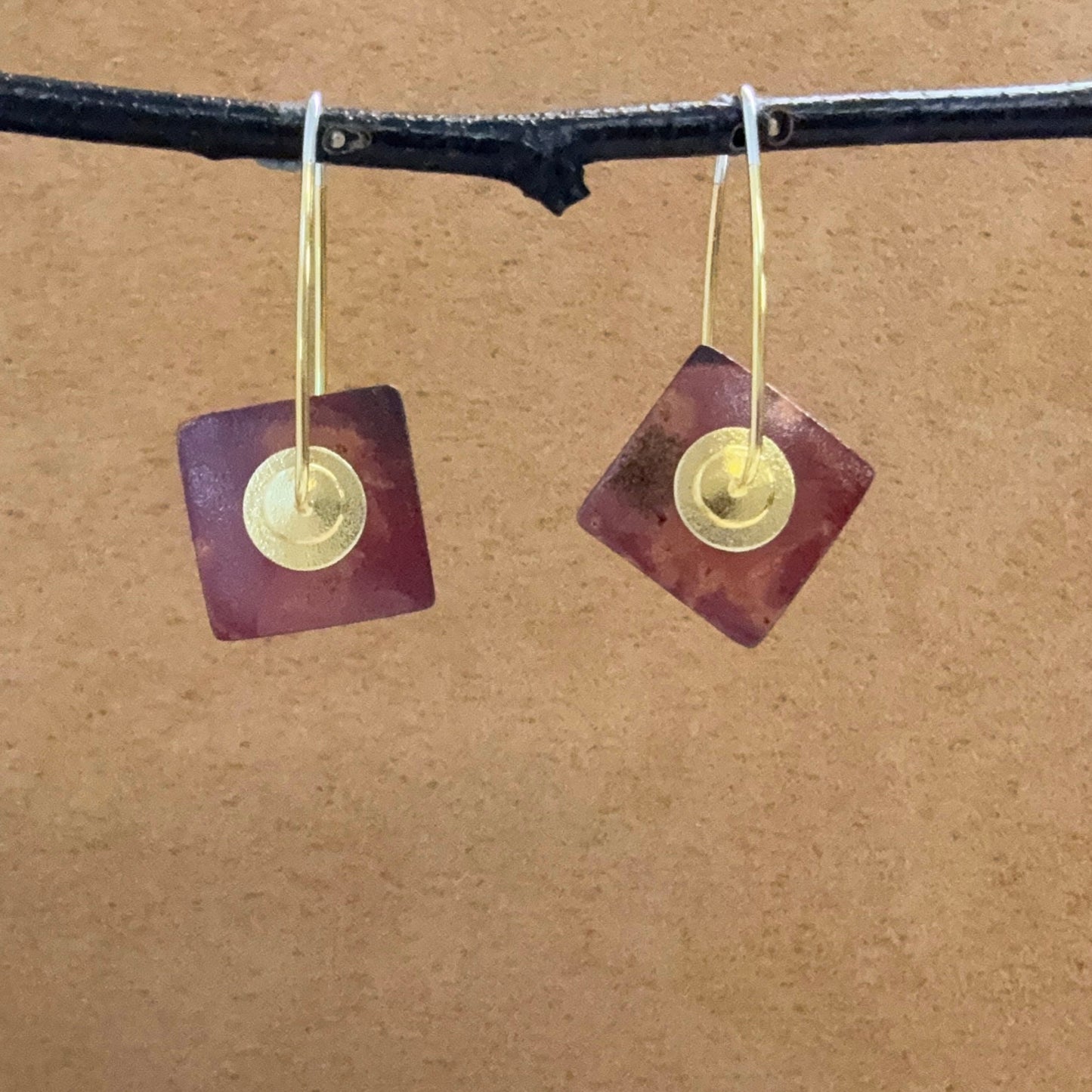 "Raku" Tiny Square Earrings