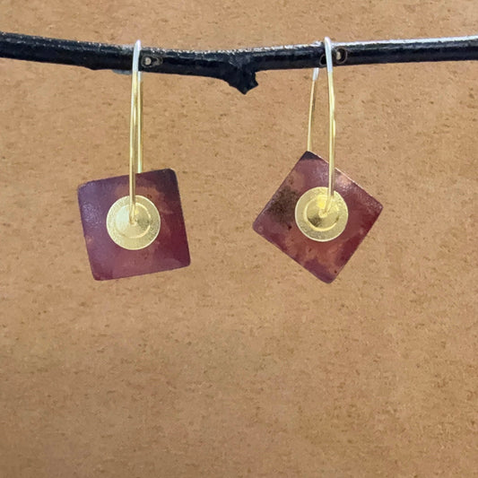 "Raku" Tiny Square Earrings