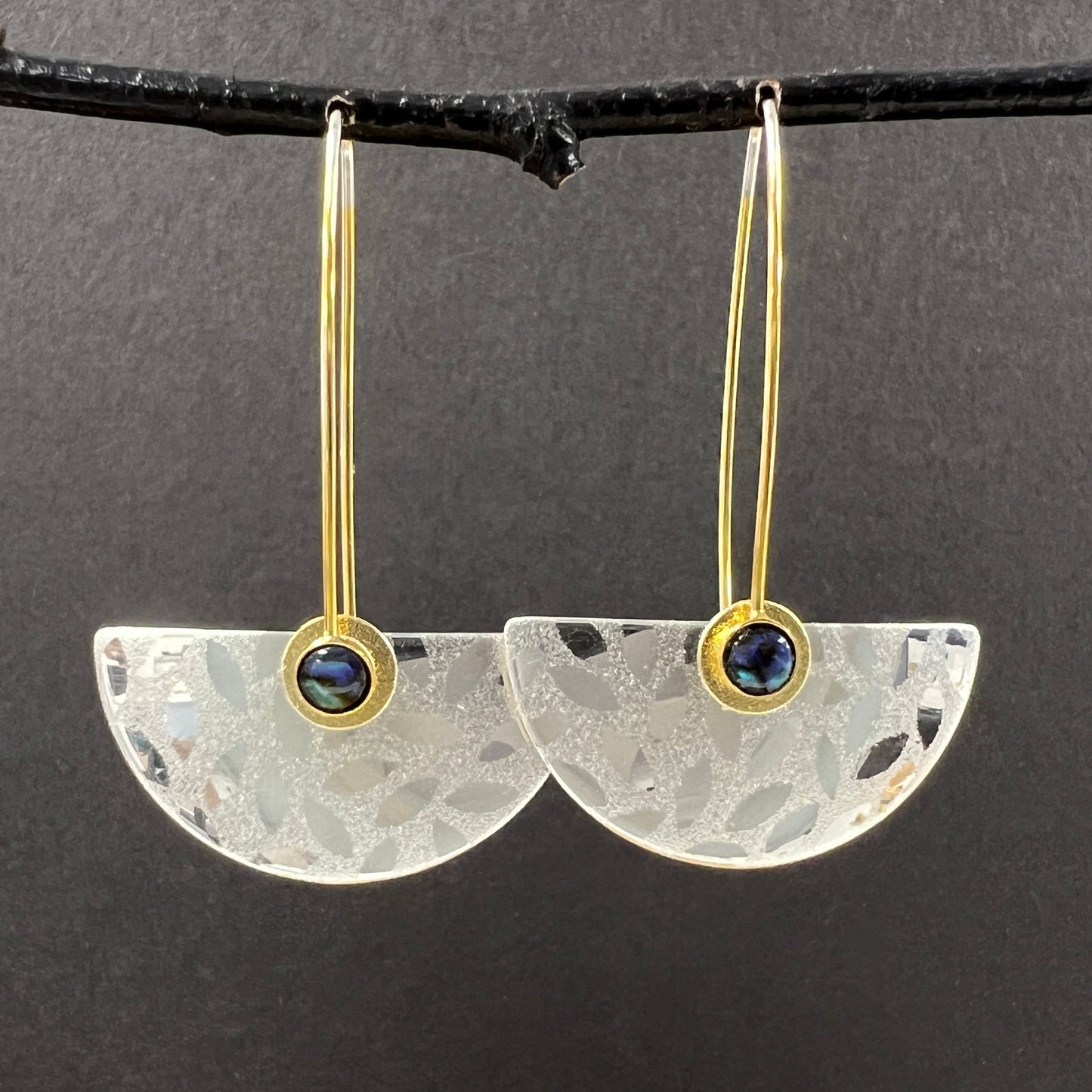 Large Half-Round Earrings--Silver and Vermeil