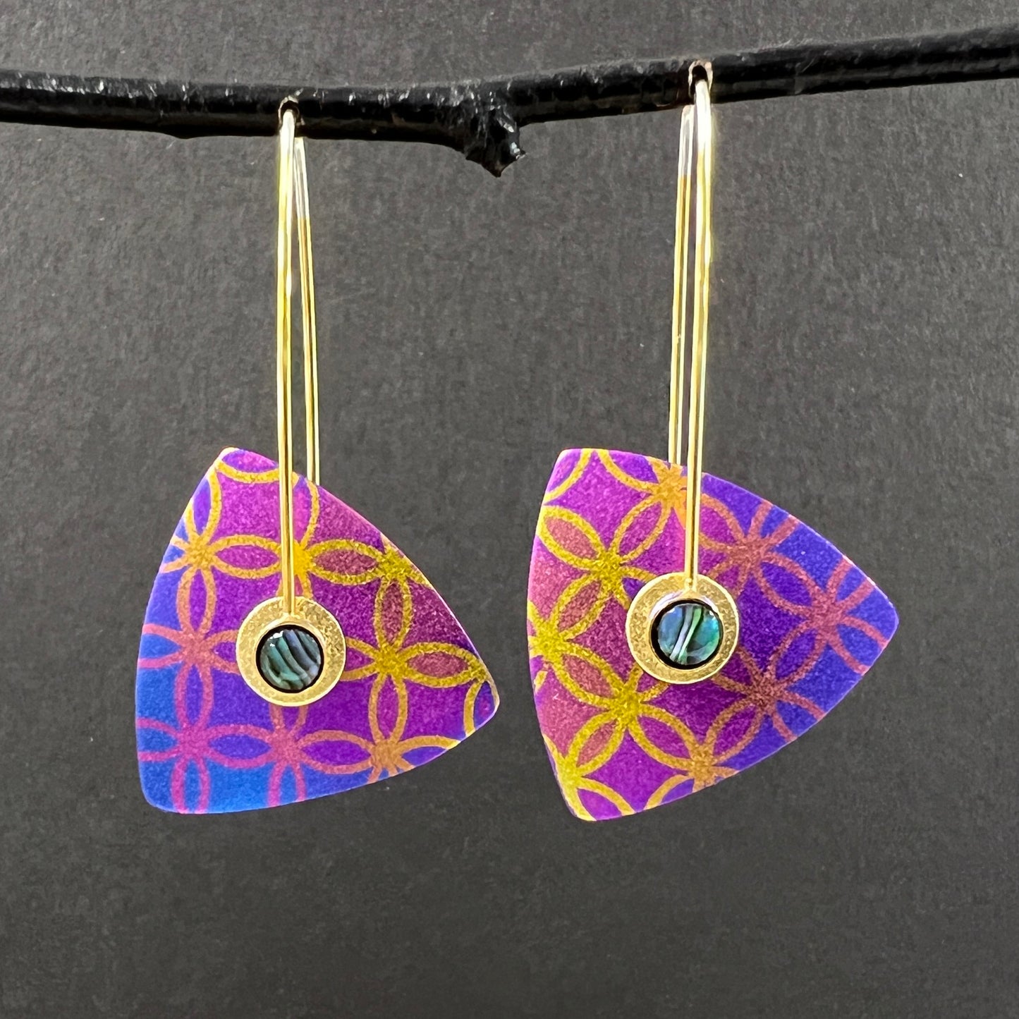 Color-Merge Lace Triangle Earrings--2 Sizes